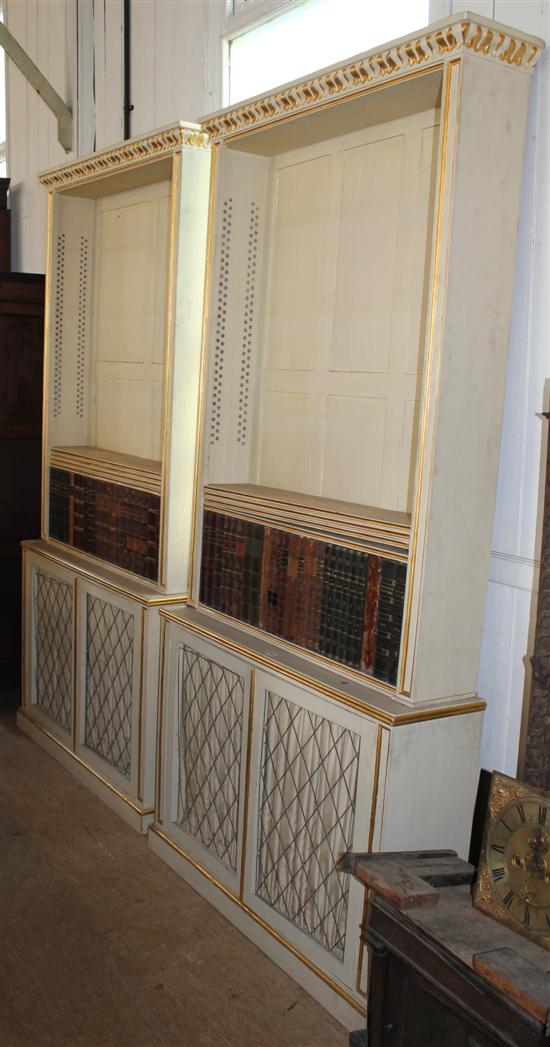 Pair painted bookcases